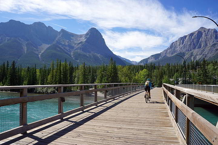 Bow River pedestrian bridge Canmore AB