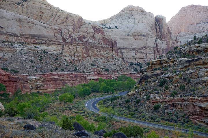 Scenic roadway, Hwy 24, at Capitol Reef National Park Utah