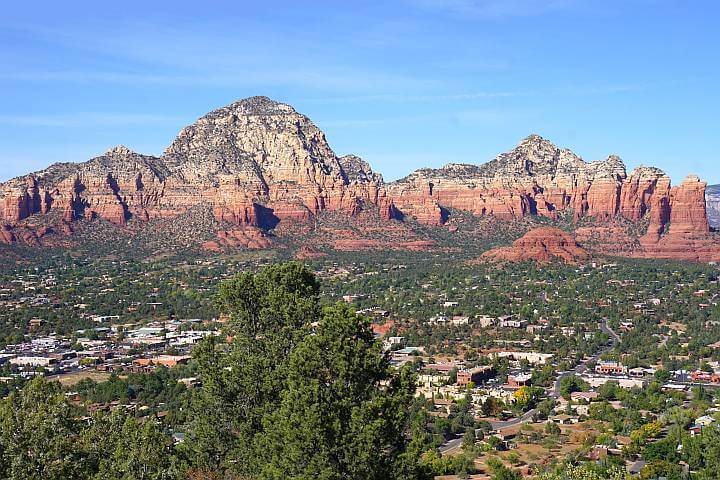 View of Sedona with red rocks in background