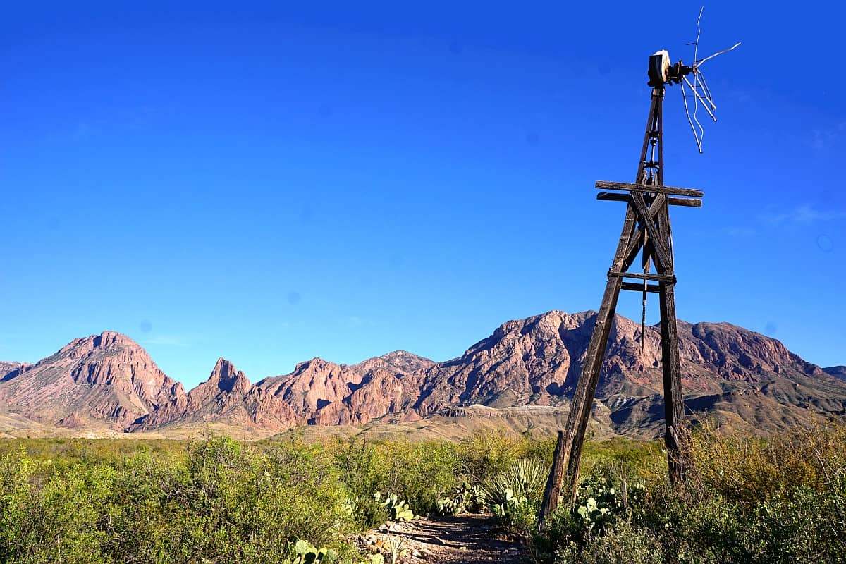 Windmill at Sam Nail Ranch in Big Bend Texas.