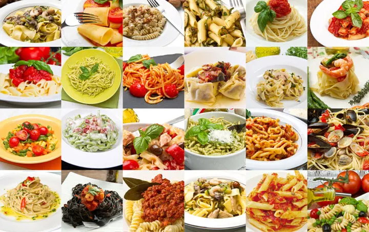 Popular pasta dishes in Italy.