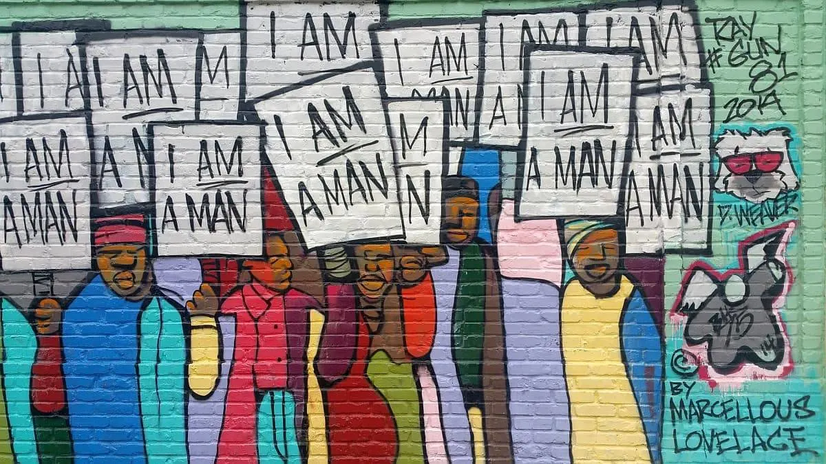 I Am A Man mural by Marcellous Lovelace.