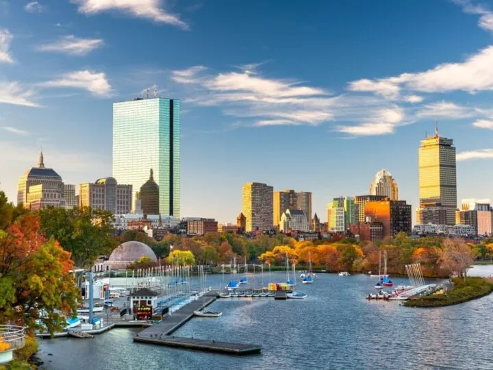Boston skyline and the harbor.