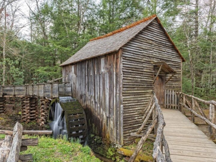 Cades Cove grist mill at Smoky Mountains National Park Tennessee.