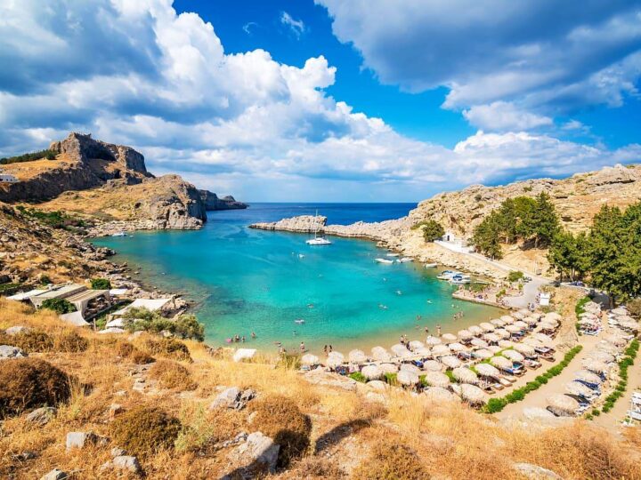 St Paul Bay beach in Rhodes.