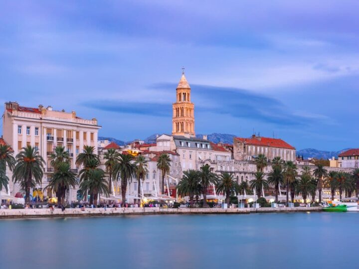 Split Croatia old town seen from the water.