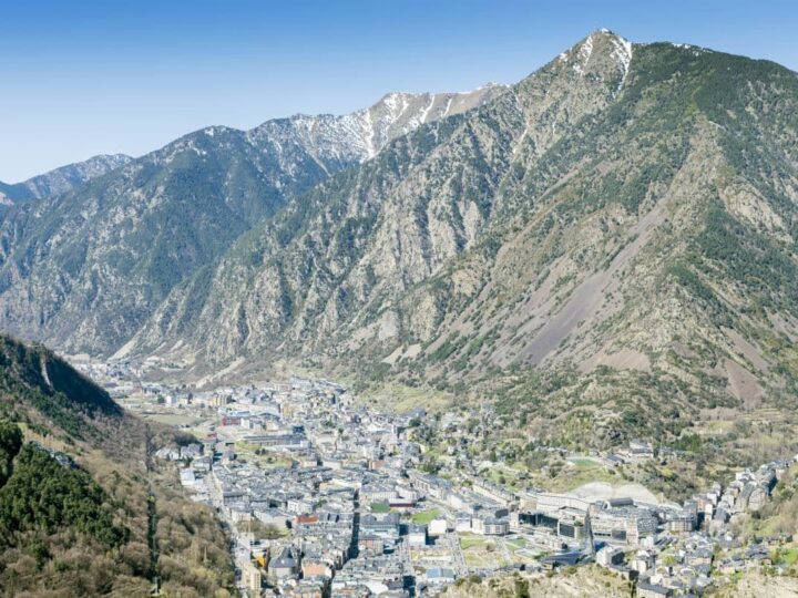 Andorra La Vella in the Pyrenees mountains.