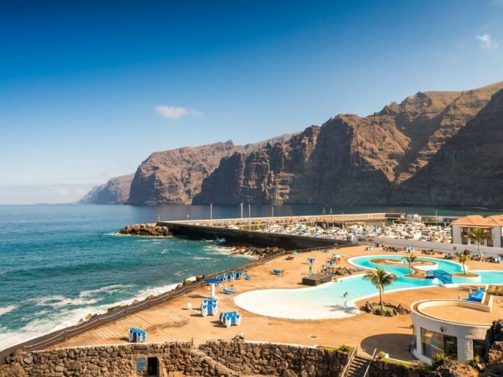 Seaside pool and cliffs at Tenerife.