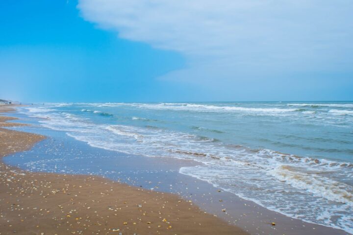 The waves rolling in at South Padre Island Texas beach.