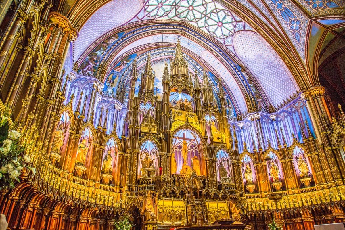 Inside Notre-Dame Basilica of Montreal.