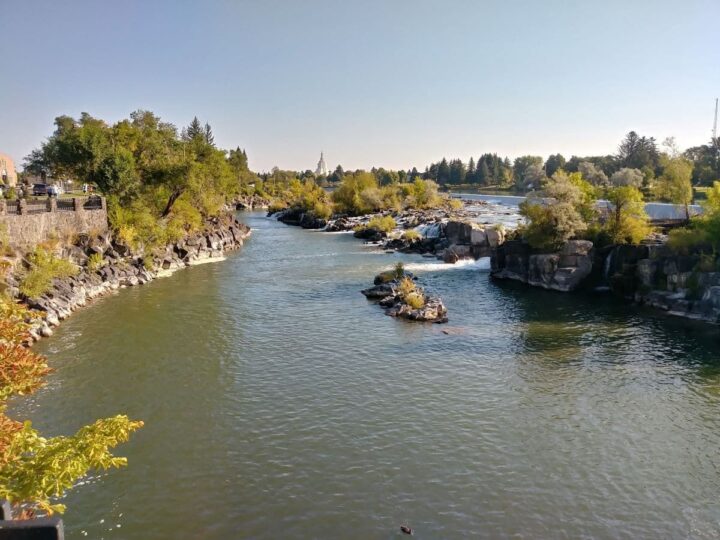A scenic view of the Snake River in Idaho Falls.