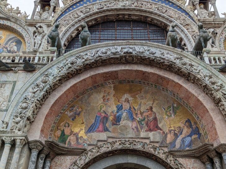 Venice St Mark's Basilica entrance art above the door, depicting the Last Judgement.